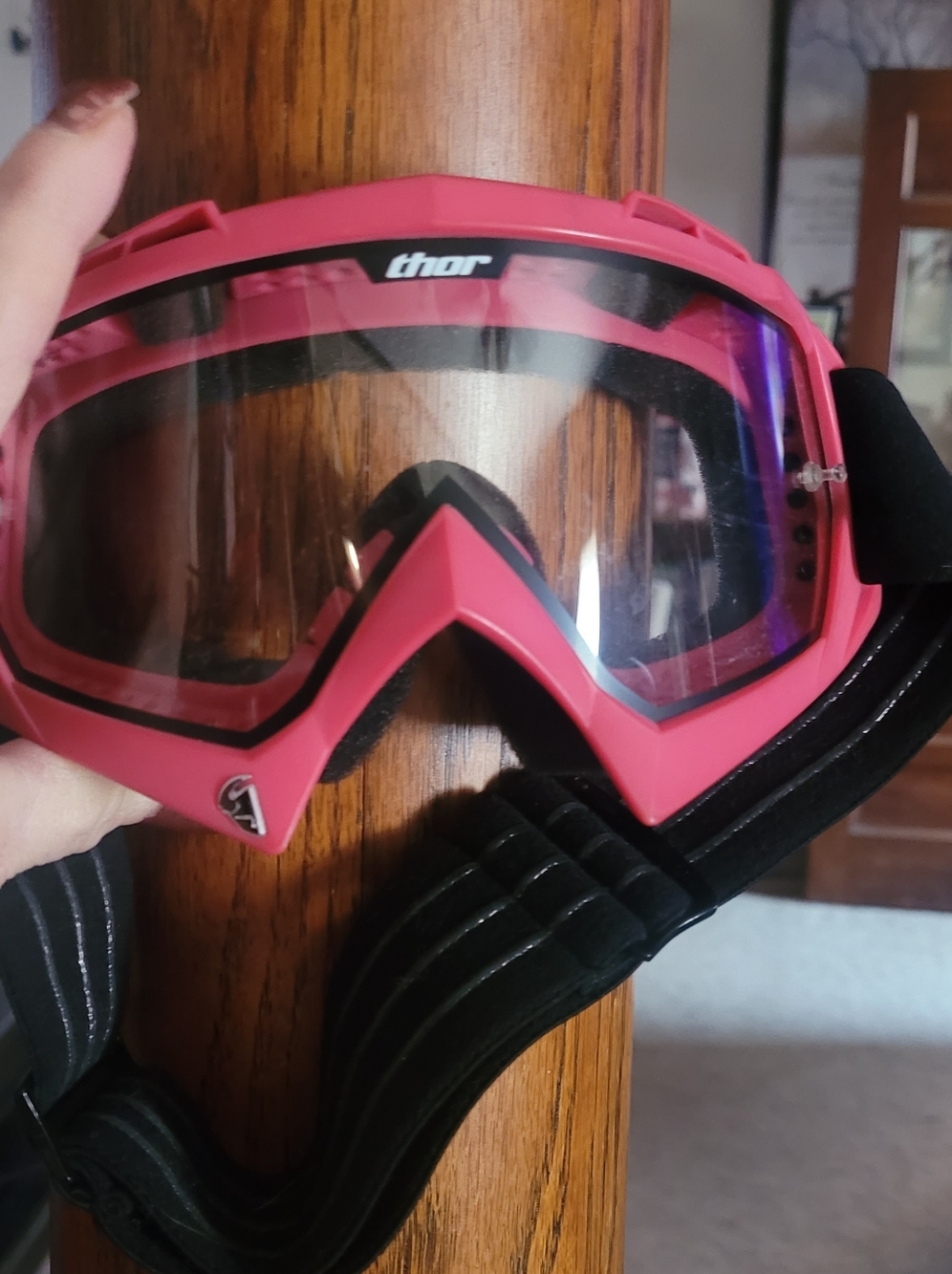 thor Pink Motocross Goggles with Mirrored Lens With Case Also